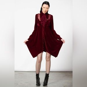 KILLSTAR Nymyra Velvet Cameo Dress goth dramatic vampy velvet and lace NWOT
